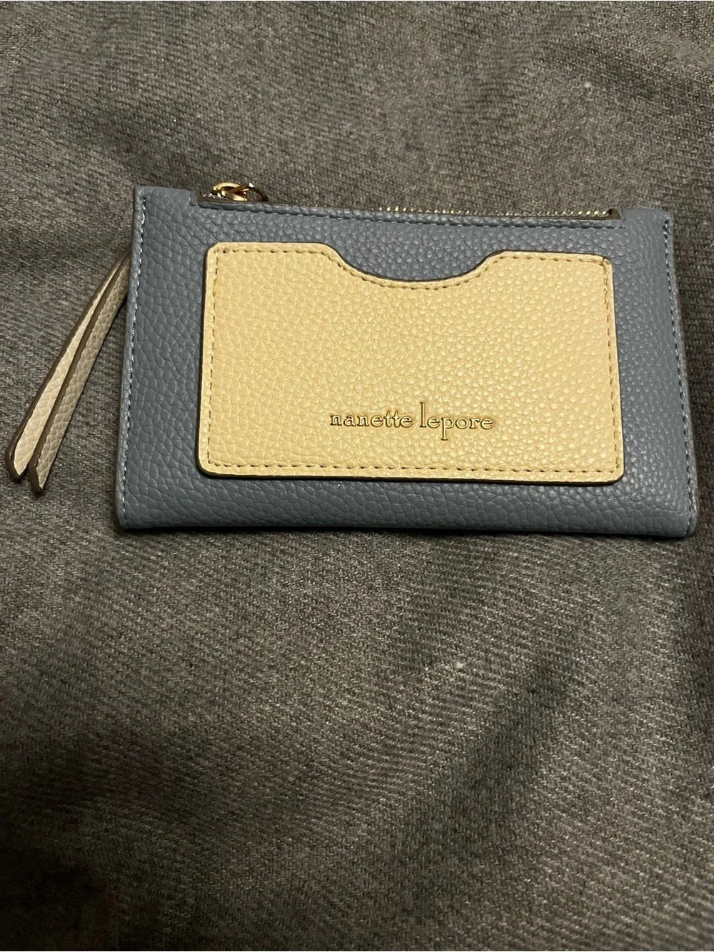 Nanette Lepore Blue & Cream Leather Card Pouch